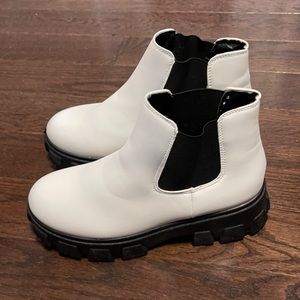White and Black chunky Chelsea boots
